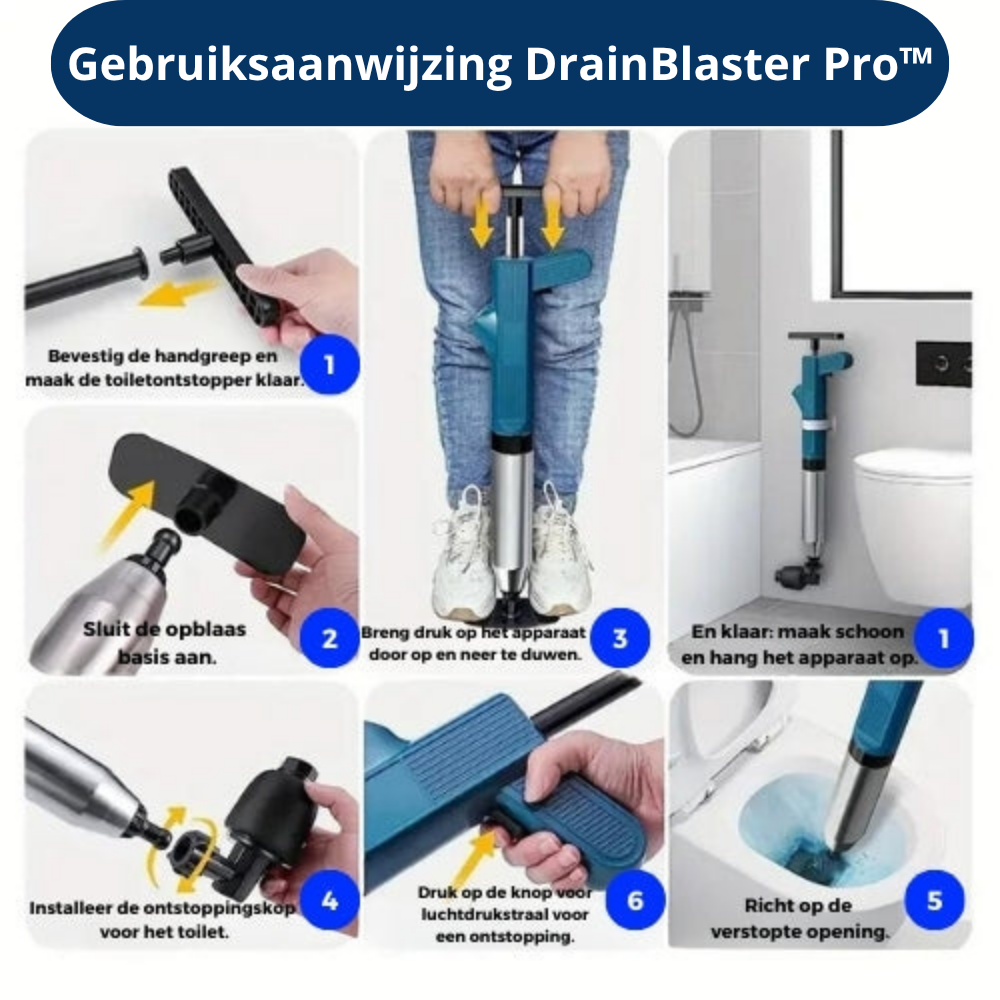 DrainBlaster Pro™ | Verhelpt alle afvoerverstoppingen!