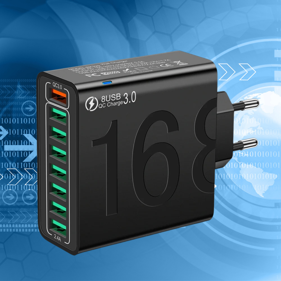 ChargeHub Max™ | Unieke snellader voor 8 apparaten
