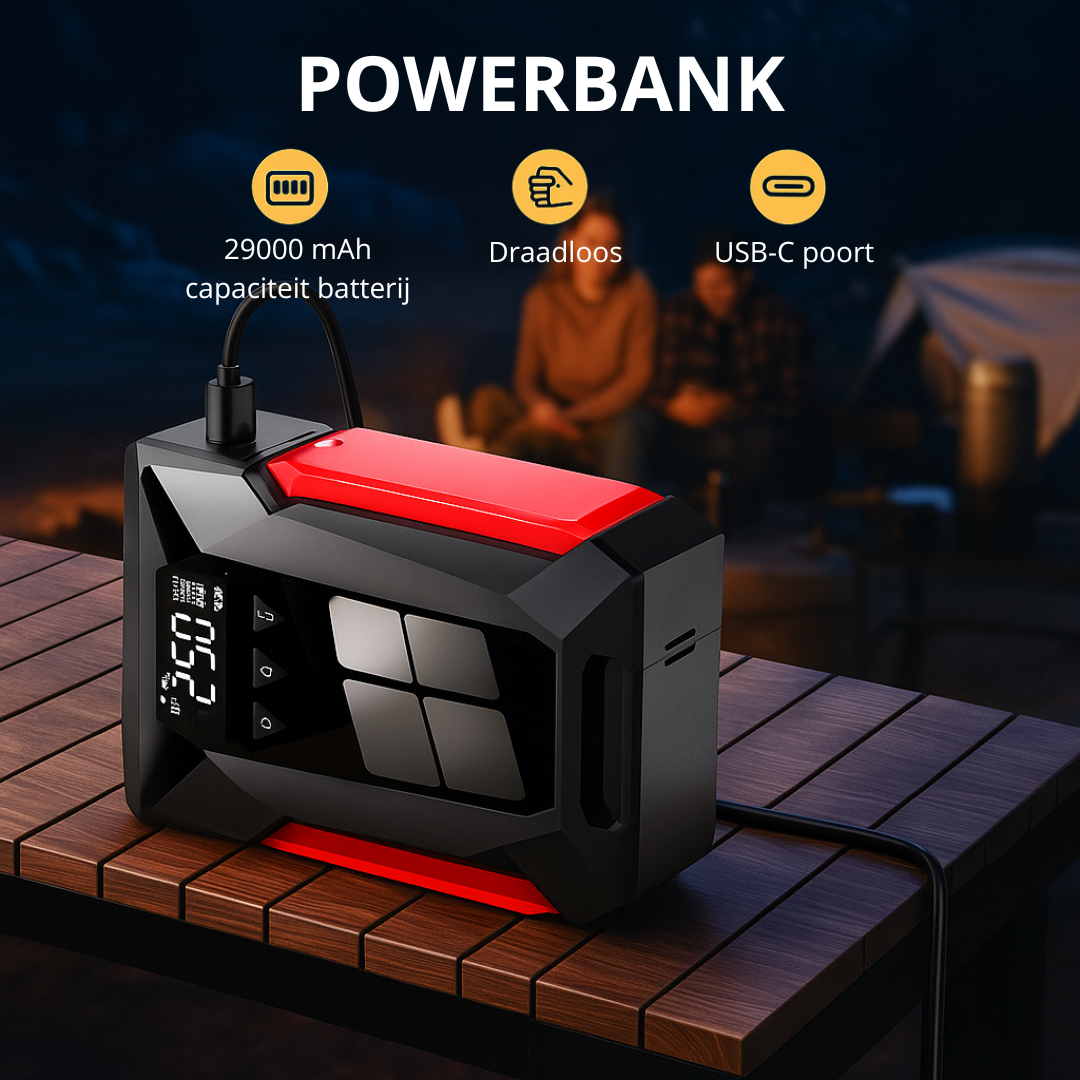 PowerBooster™ I Krachtige 4-in-1 jumpstarter voor elke noodsituatie